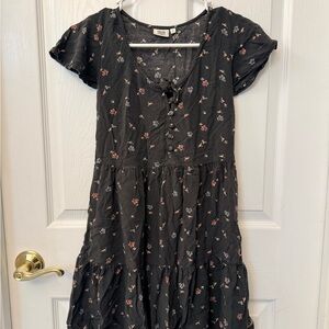 True Craft Dark Dress with Floral Accents